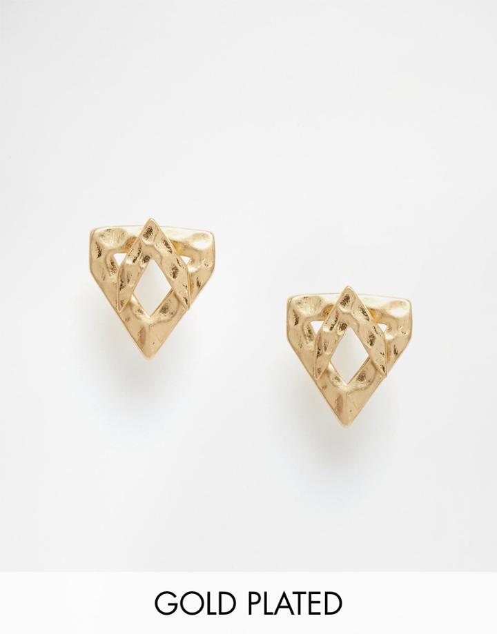 Pilgrim Hammered Stud Earrings - Gold Color