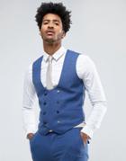 Asos Wedding Super Skinny Suit Vest In Bright Blue Micro Texture - Blue