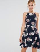 Keepsake Floral Print Strappy Dress - Navy