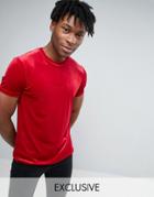 Reclaimed Vintage Velour Fitted T-shirt - Red