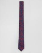 Asos Slim Tie With Navy Paisley Design - Navy