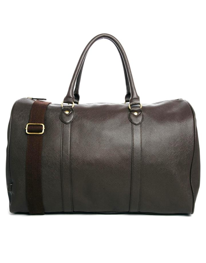Asos Smart Carryall In Brown Faux Leather - Chocolate