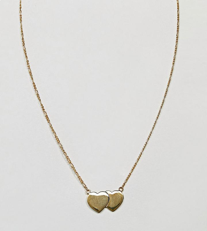 Asos Gold Plated Sterling Silver Floating Double Hearts Necklace - Gold