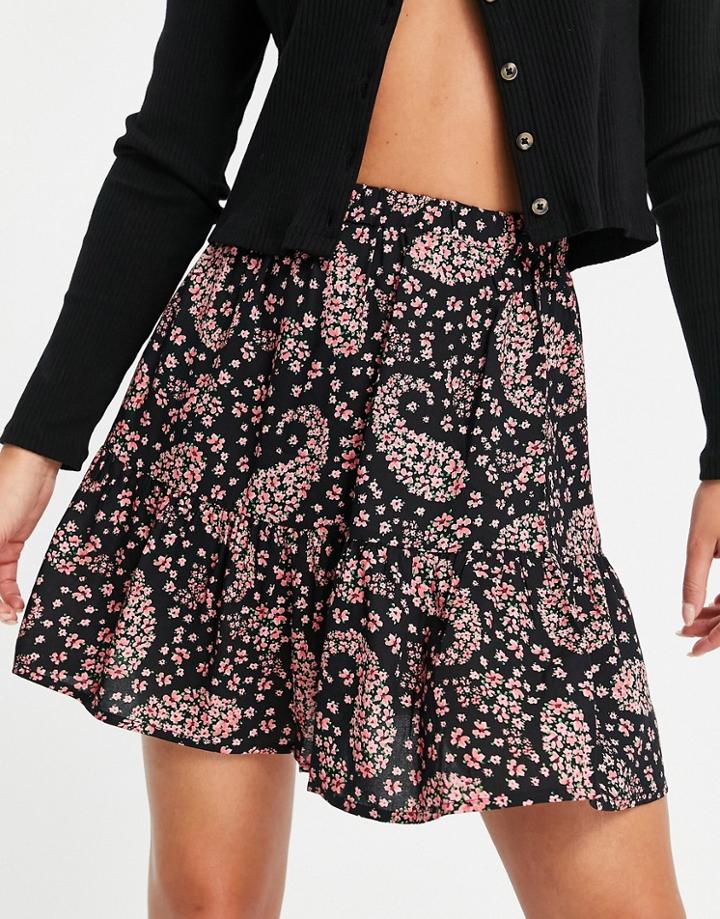 Miss Selfridge Mini Skirt In Paisley Print-black