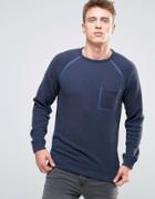 Esprit Sweatshirt With Taped Raglan Sleeve And Pocket - Navy