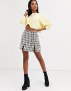Asos Design Double Breasted Boucle Mini Skirt With Split