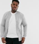 Asos Design Plus Jersey Muscle Bomber In Gray Marl With Poppers - Gray