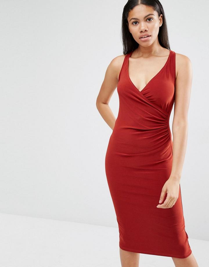Love Wrap Front Cross Back Dress - Orange