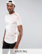 Asos Tall Longline Muscle T-shirt With Zips And Curve Hem In Velour - Beige