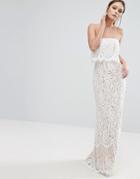 Jarlo Bandeu Maxi Lace Dress With Fishtail - Cream