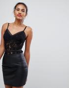 Missguided Lace Cami Strap Body - Black