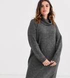 Only Curve Brushed Knitted Longline Roll Neck Dress