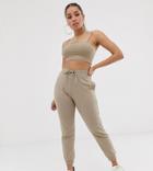 Asos Design Petite Two-piece Basic Jogger With Tie - Beige