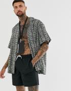 Asos Design Cargo Swim Shorts In Black - Black