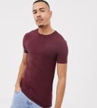 Asos Design Tall Organic Muscle Fit T-shirt With Crew Neck In Red - Red