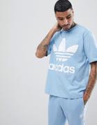 Adidas Originals Adicolor Oversized T-shirt In Boxy Fit In Blue Cw1214 - Blue
