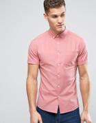 Asos Skinny Oxford Shirt In Pink - Pink