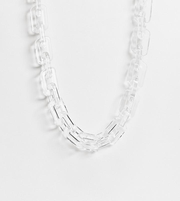 Designb London Chunky Resin Necklace In Clear Exclusive To Asos