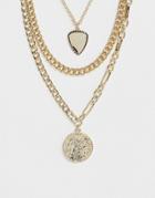Pieces Chunky Gold Layered Coin Necklace - Gold