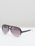 New Look Aviator Sunglasses With Ombre In Black - Black