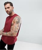 Asos Longline Tank With Extreme Dropped Armhole In Red - Red