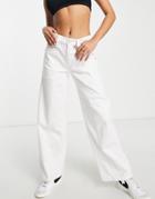 Topshop Low Rise Wide Leg Jeans In White