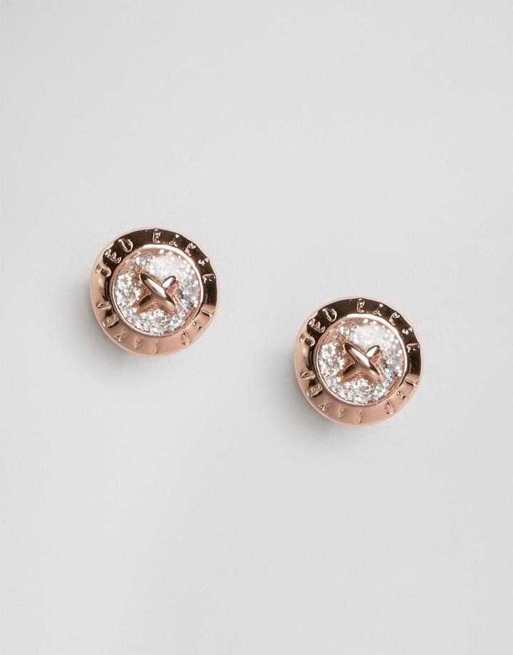Ted Baker Glitter Mini Button Earrings - Gold