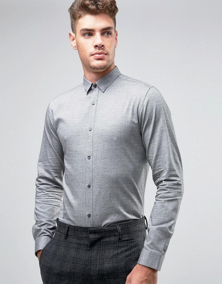 Jack & Jones Premium Slim Shirt In Brush Finish - Gray