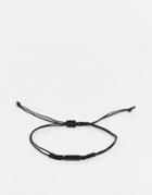 Asos Design Festival Double Cord Bracelet With Tigers Eye Stone In Black