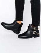 Truffle Collection Fred Buckle Strap Chelsea Boots - Black Pu
