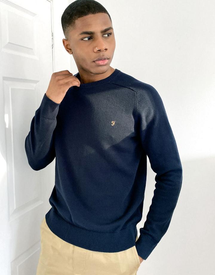 Farah Crew Neck Sweater In Navy Exclusive At Asos