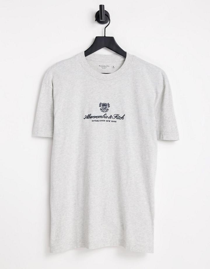 Abercrombie & Fitch T-shirt In Gray Heather With Chest Heritage Logo