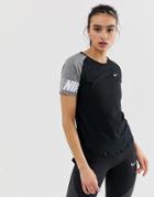 Nike Running Black And White Color Block Miler T-shirt