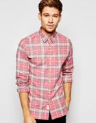Selected Homme Brushed Check Shirt In Slim Fit - Red