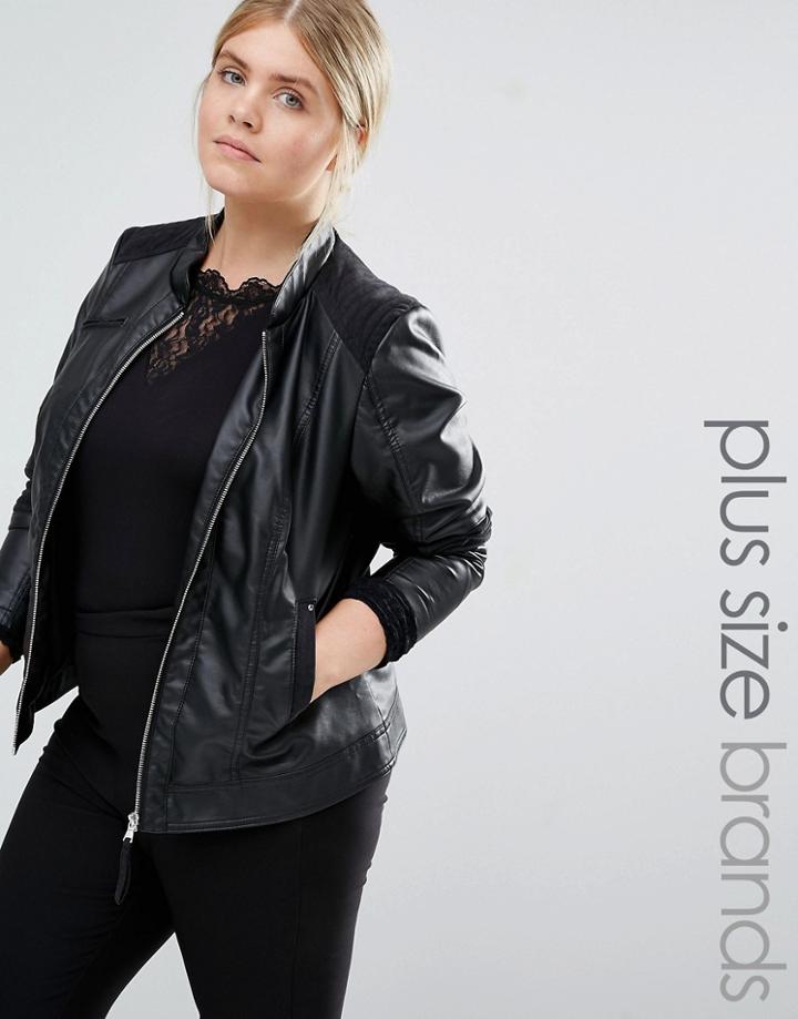 Junarose Leather Look Biker Jacket - Black