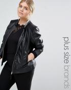 Junarose Leather Look Biker Jacket - Black