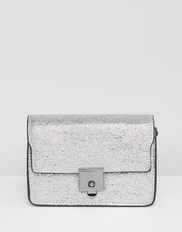 Mango Metallic Box Bag - Black