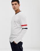 Le Breve Double Stripe Arm Long Sleeve Top - White