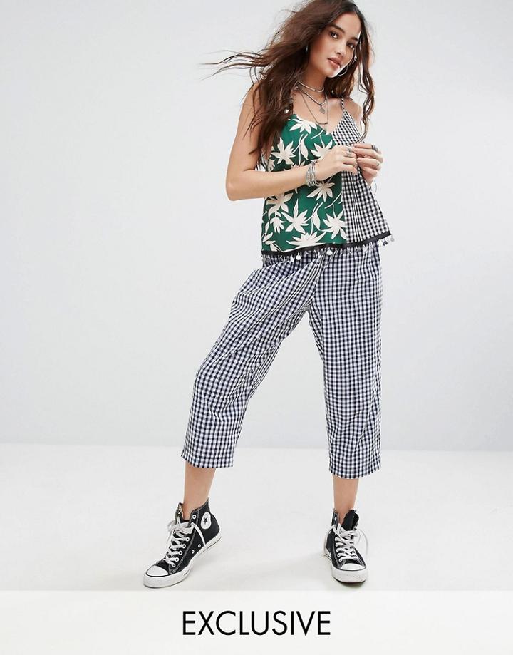 Reclaimed Vintage Inspired Gingham Pants - Navy