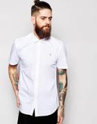 Farah Poplin Shirt Slim Fit Short Sleeves - White