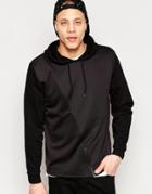 Asos Overhead Hoodie With Contrast Front Panel & Asymmetric Zip - Black
