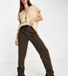 Only Tall Drawstring Waist Pants In Chocolate-brown