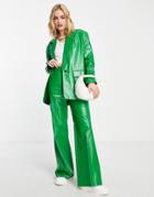 Topshop Coated Pants In Green