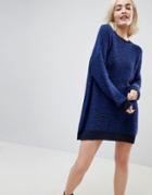Asos Oversized Sweater Dress In Twist Yarn-black