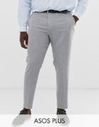 Asos Design Plus Wedding Skinny Suit Pants In Gray Twist Micro Texture - Gray