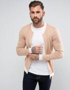 Asos Knitted Bomber Jacket In Dusty Pink - Pink