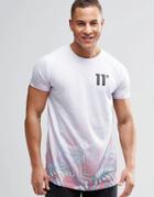 11 Degrees T-shirt With Tropical Print - White