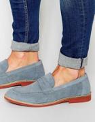 Asos Penny Loafers In Blue Suede - Powder Blue