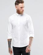 Noose & Monkey Skinny Shirt With Point Collar With Stretch - White