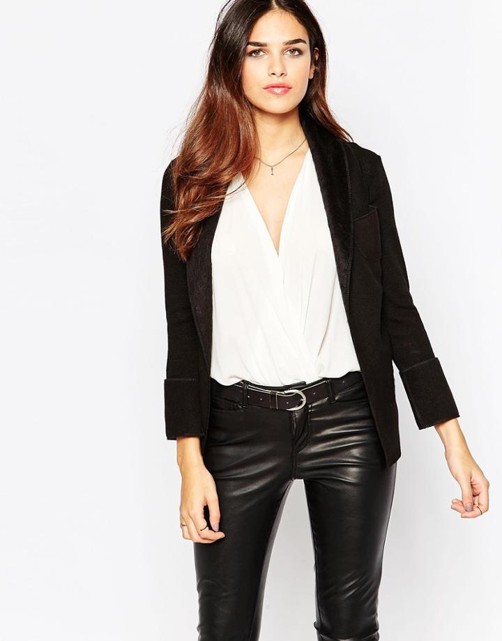 Wal G Jacket With Faux Fur Trim - Black